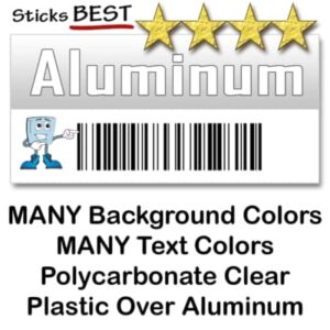 Aluminum tags for equipment.