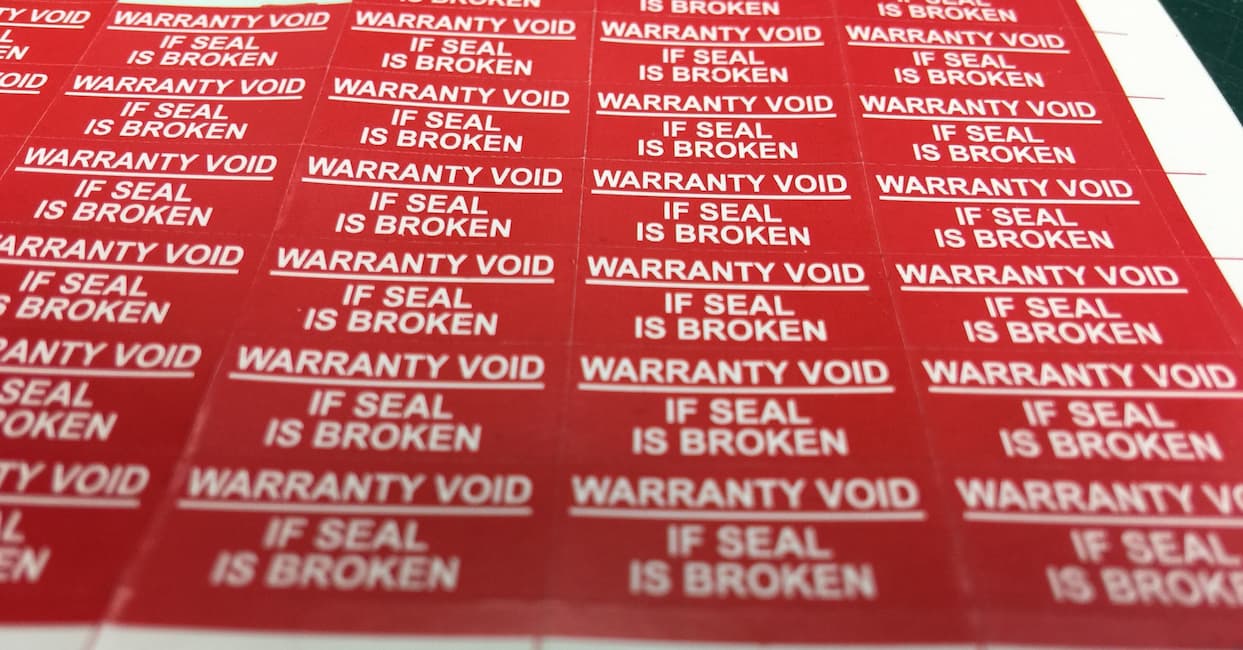 Void labels for sale. Warranty void sticker.
